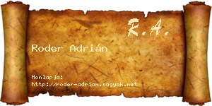 Roder Adrián névjegykártya